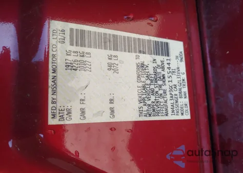 2016 Nissan Altima 2.5 S z USA, uszkodzony, nr VIN 1N4AL3AP3GC155441